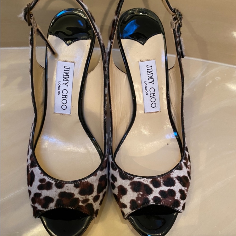 Jimmy Choo  heel “Alexis” leopard print hair on hide pony